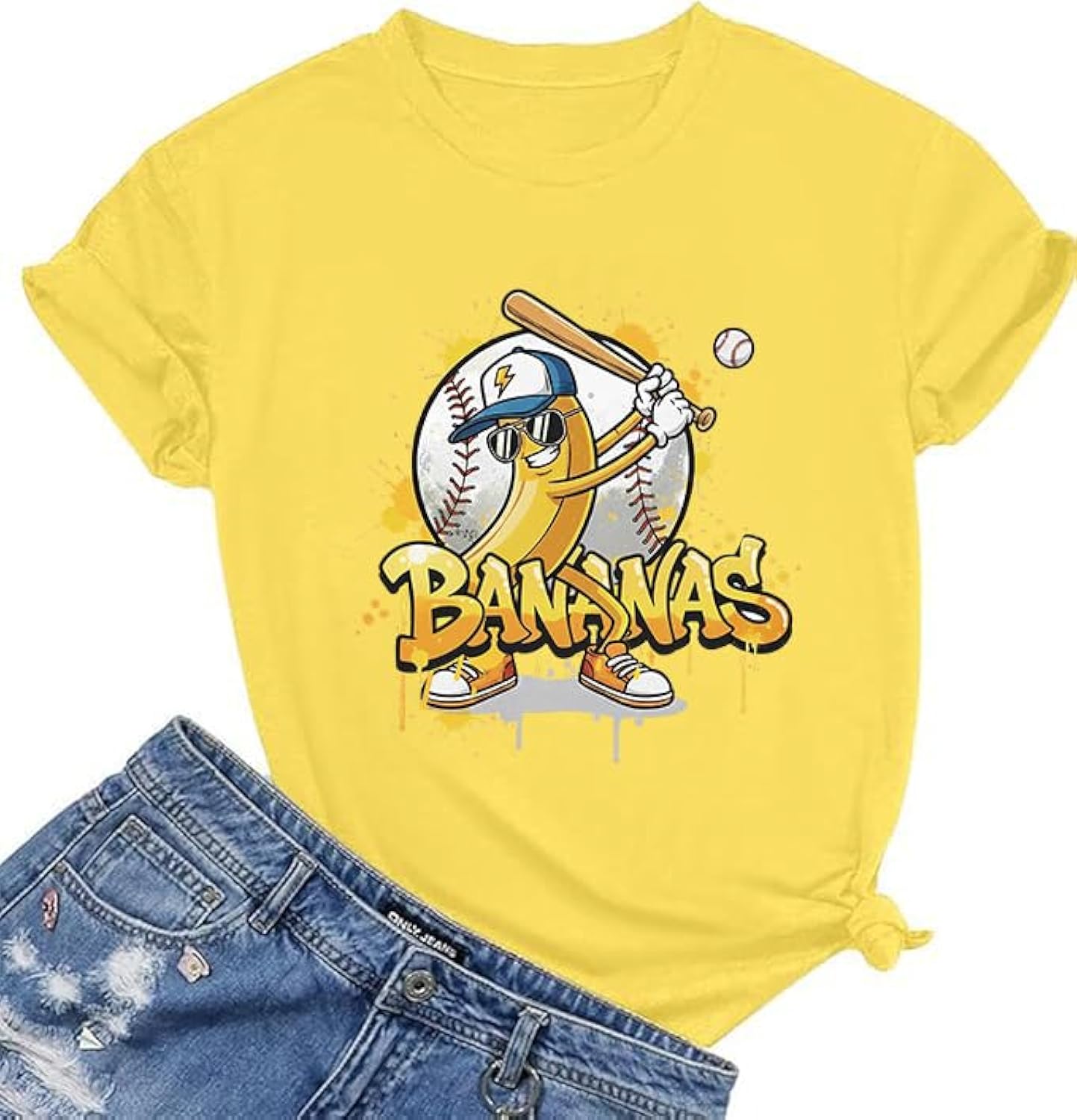 Banana Shirts Baseball Shirt for Women Game Day Fan T-Shirt Baseball Mom Tee Funny Graphic Short Sleeve Tops