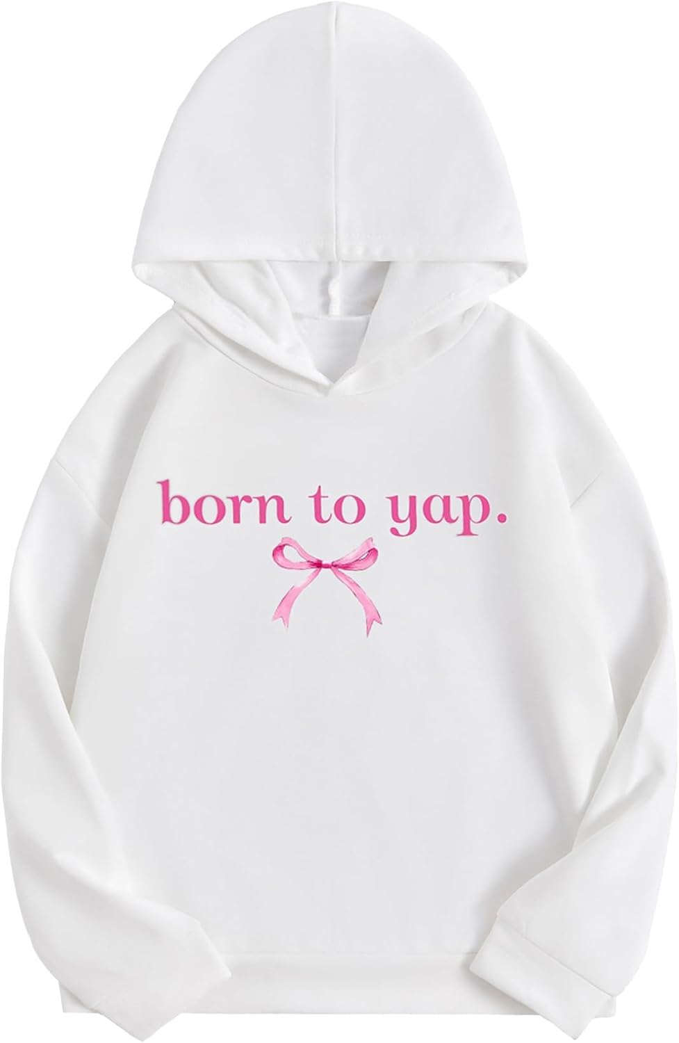 Girl's Letter Bow Print Graphic Hoodie Long Sleeve Cute Sweatshirts Pullovers Preppy Clothes
