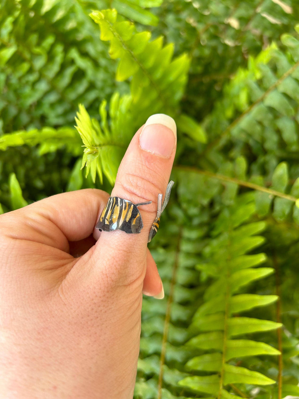 Monarch Caterpillar Thumb Ring, Bug Insect Jewelry