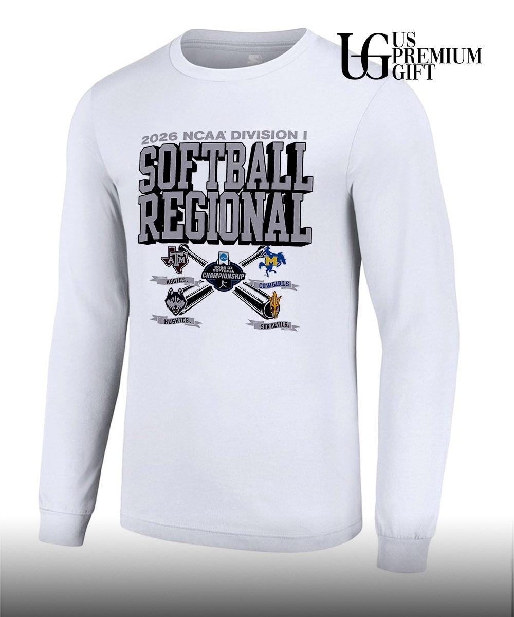 Texas A&M and McNeese State and Arizona State and Washington 2026 NCAA Division I Softball Regional logo T-shirt