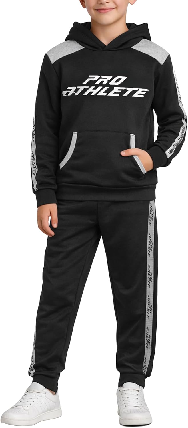 Boys Sweatsuit Set - 2 Piece Soft Fleece Athletic Pullover Graphic Hoodies and Boys Joggers Sweatpants