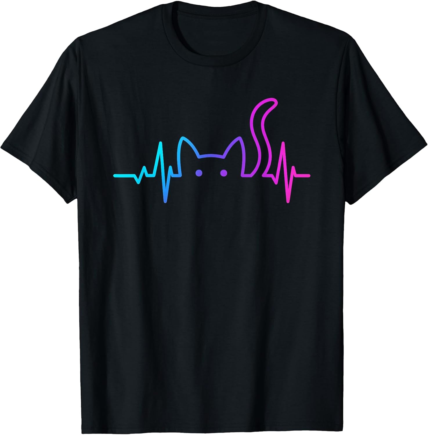 Heartbeat cat Lover Animal Silhouette Cute T-Shirt