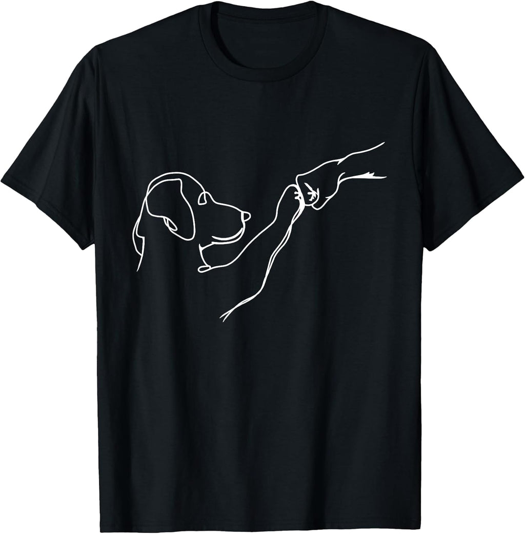Dog and People Punch Hand Dog Man Friendship Bump Dog's Paw T-Shirt