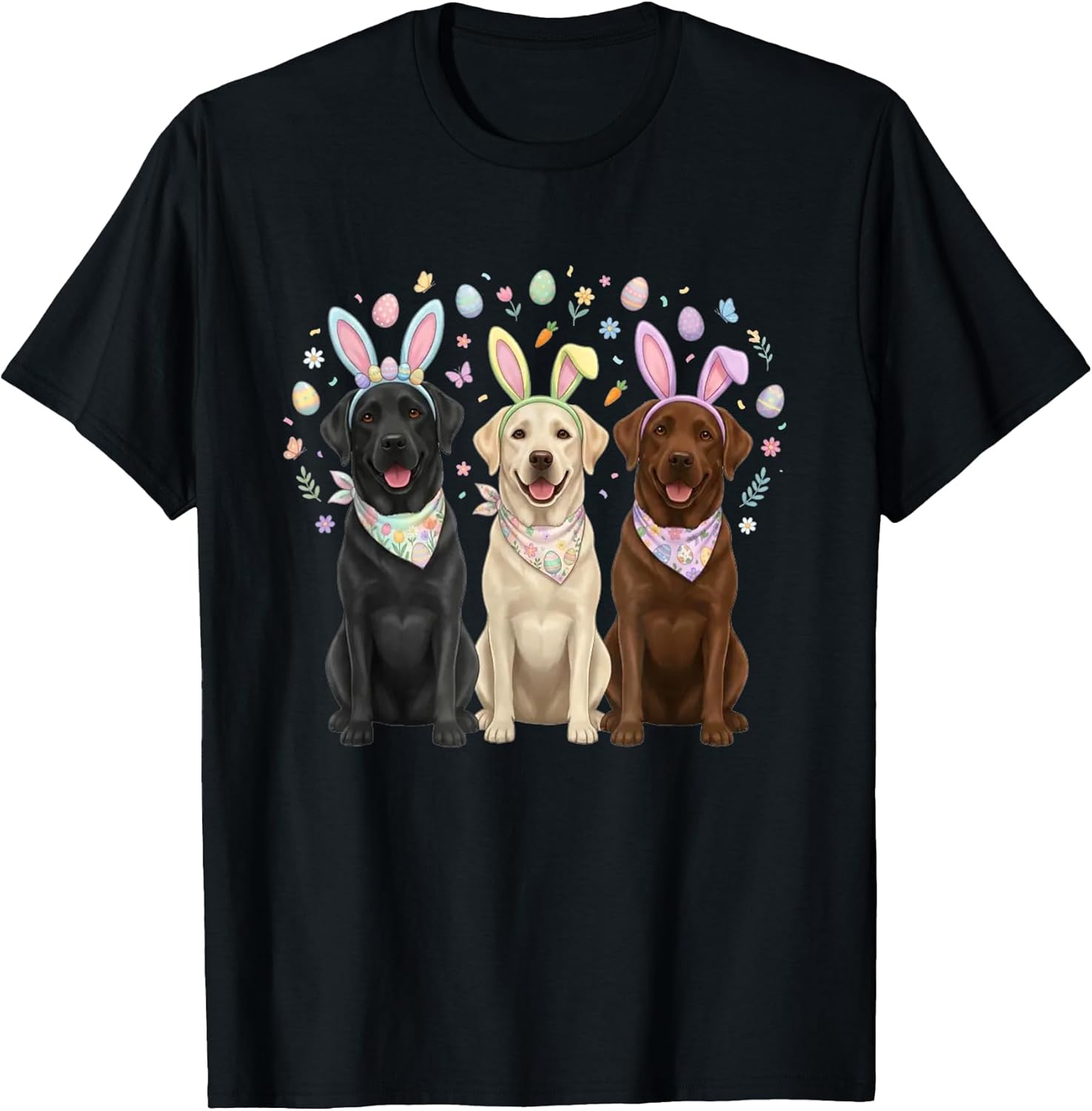 Three Labrador Retriever Easter Bunny Dog Lover T-Shirt
