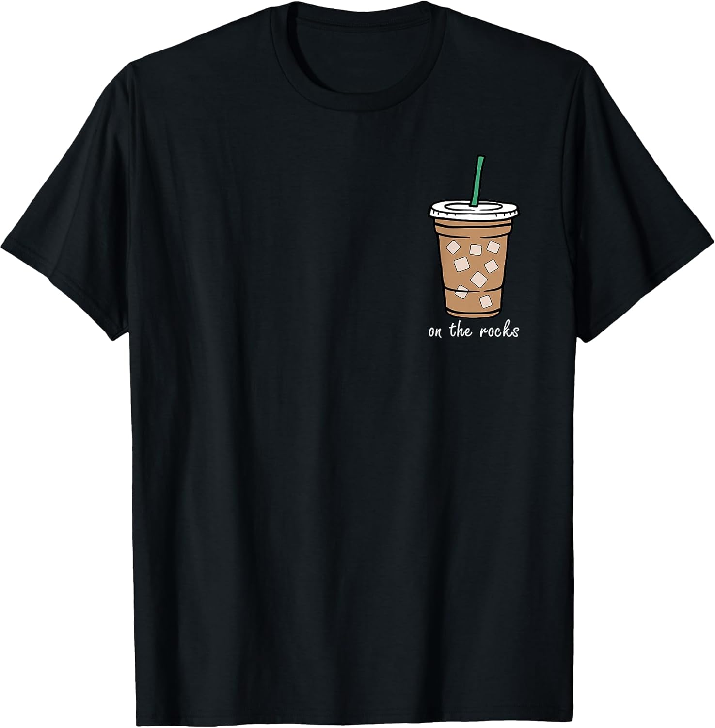 On The Retro Rocks Iced Coffee Summer Drinking Pocket T-Shirt