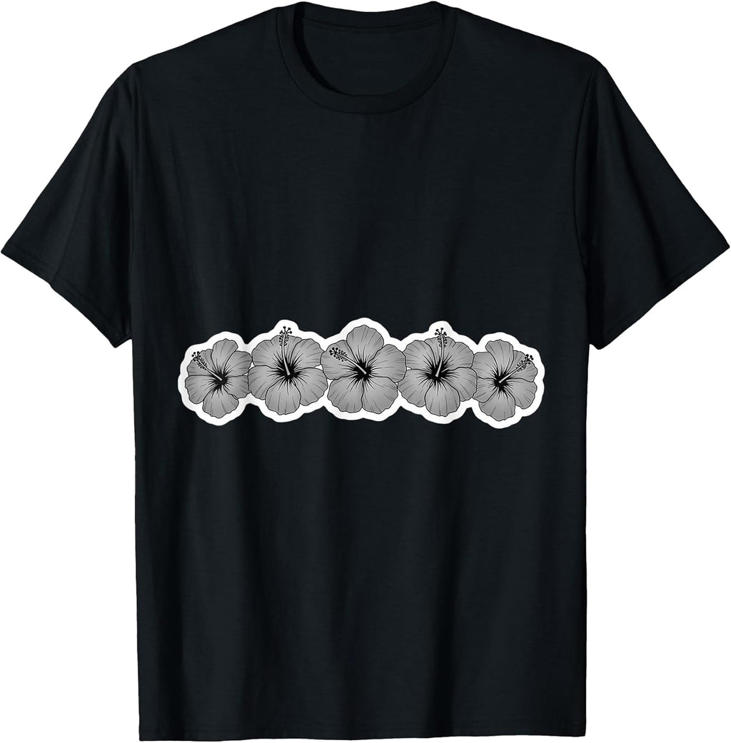Black White Hibiscus Flower Hawaii Surfer Merch