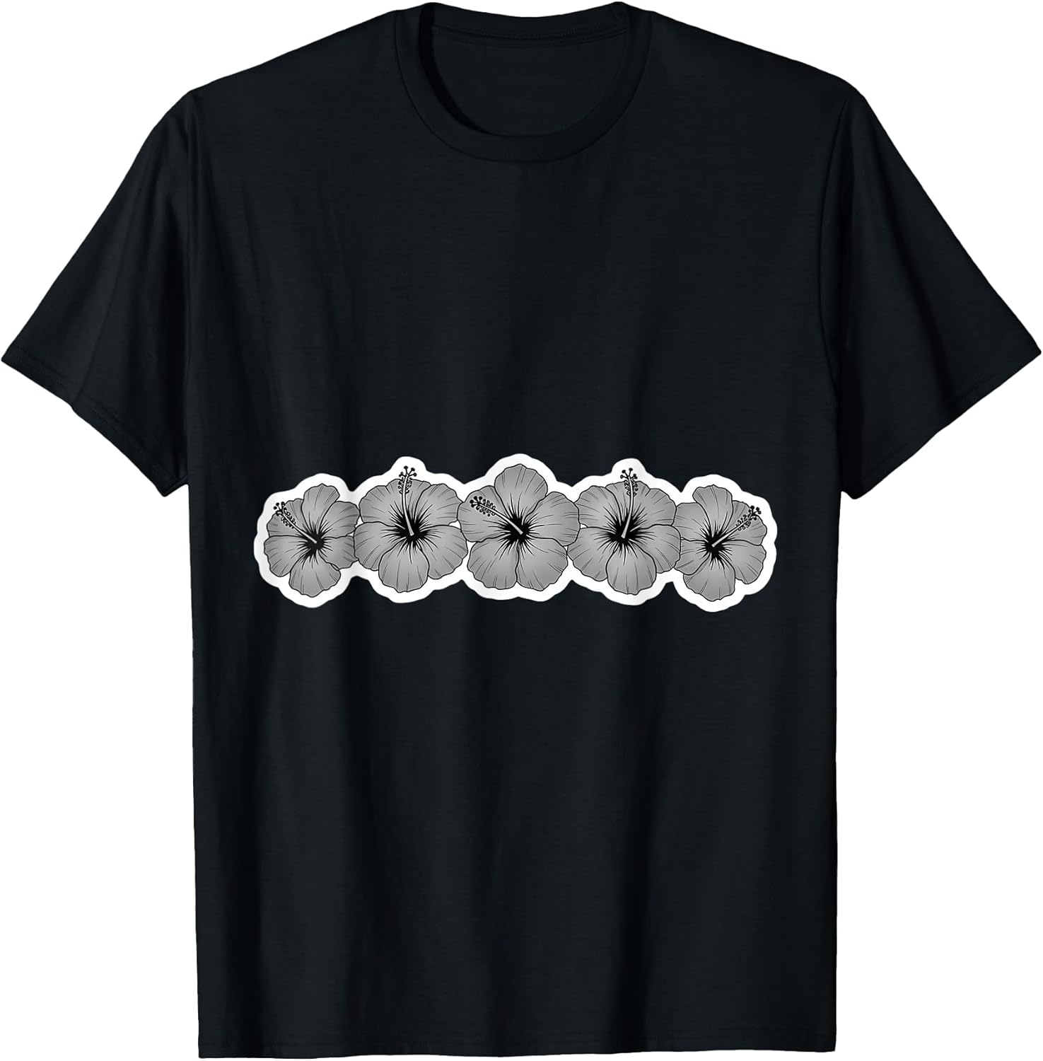 Black White Hibiscus Flower Hawaii Surfer Merch