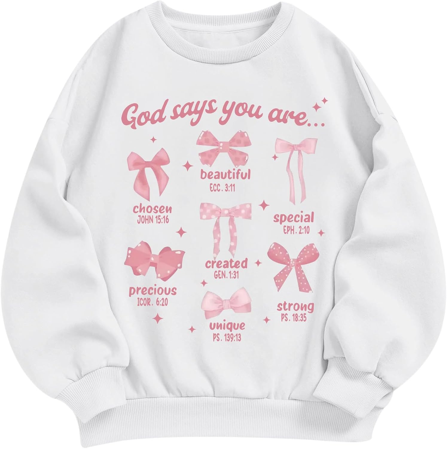 Cute Girls Bow Graphic Sweatshirt Christian Hoodies For Kids God Kawaii Hoodie Letter Pullover Long Sleeve Shirts Top