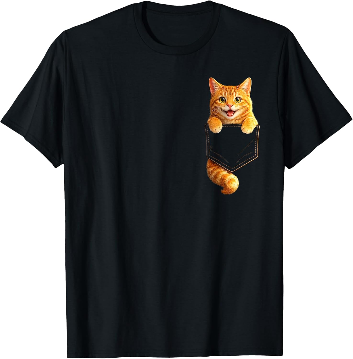 Cute Orange Pocket Kitty Funny Cat Lover Design T-Shirt
