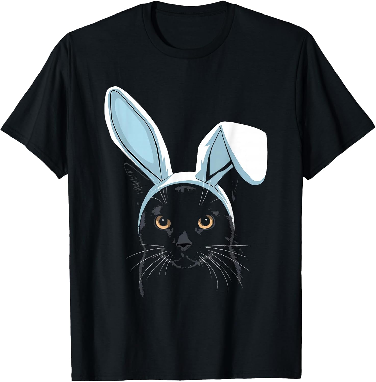 Black Cat with Bunny Ears Cute Easter Boys Kids Cat Lovers T-Shirt