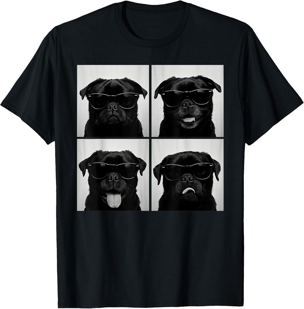 Funny Black Pug Lover Cute Dog Pug Photo Booth T-Shirt
