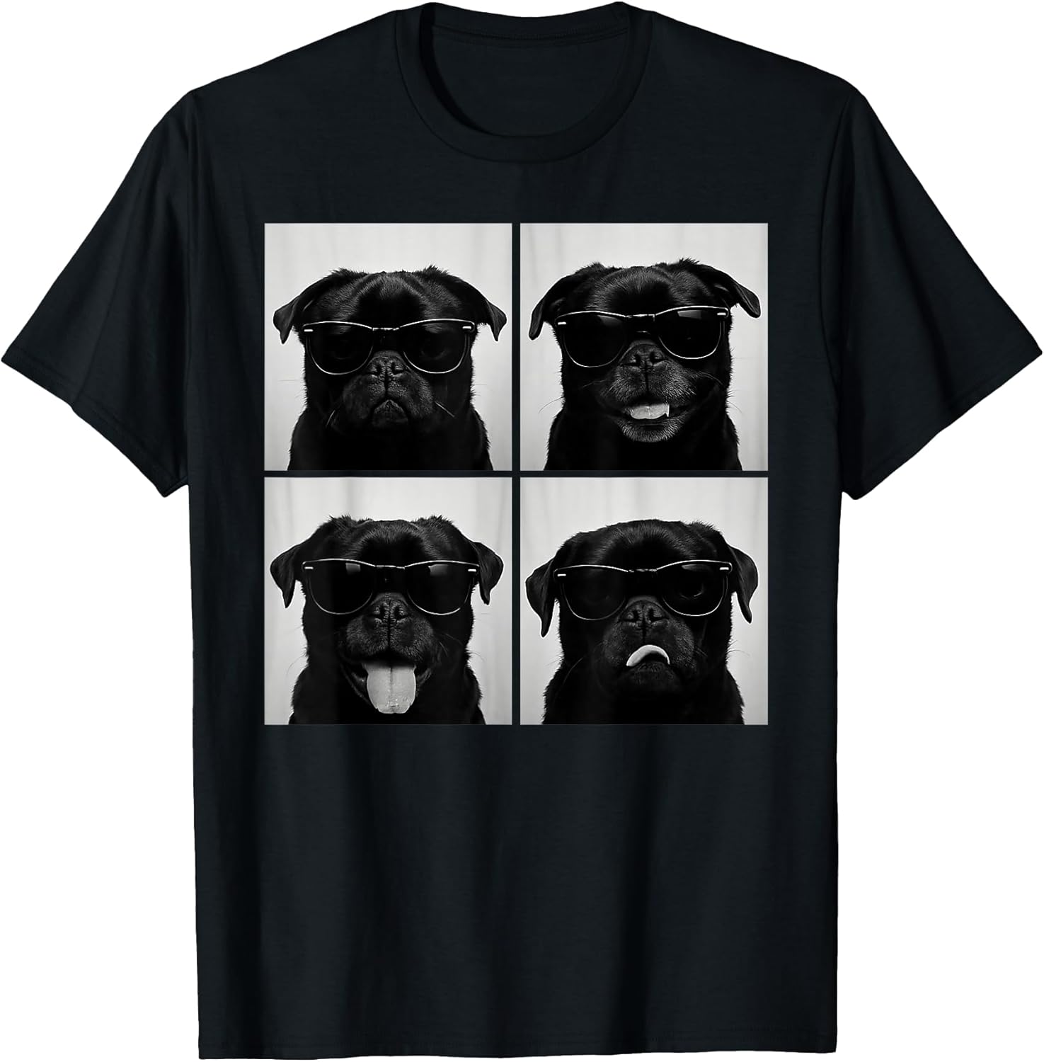Funny Black Pug Lover Cute Dog Pug Photo Booth T-Shirt
