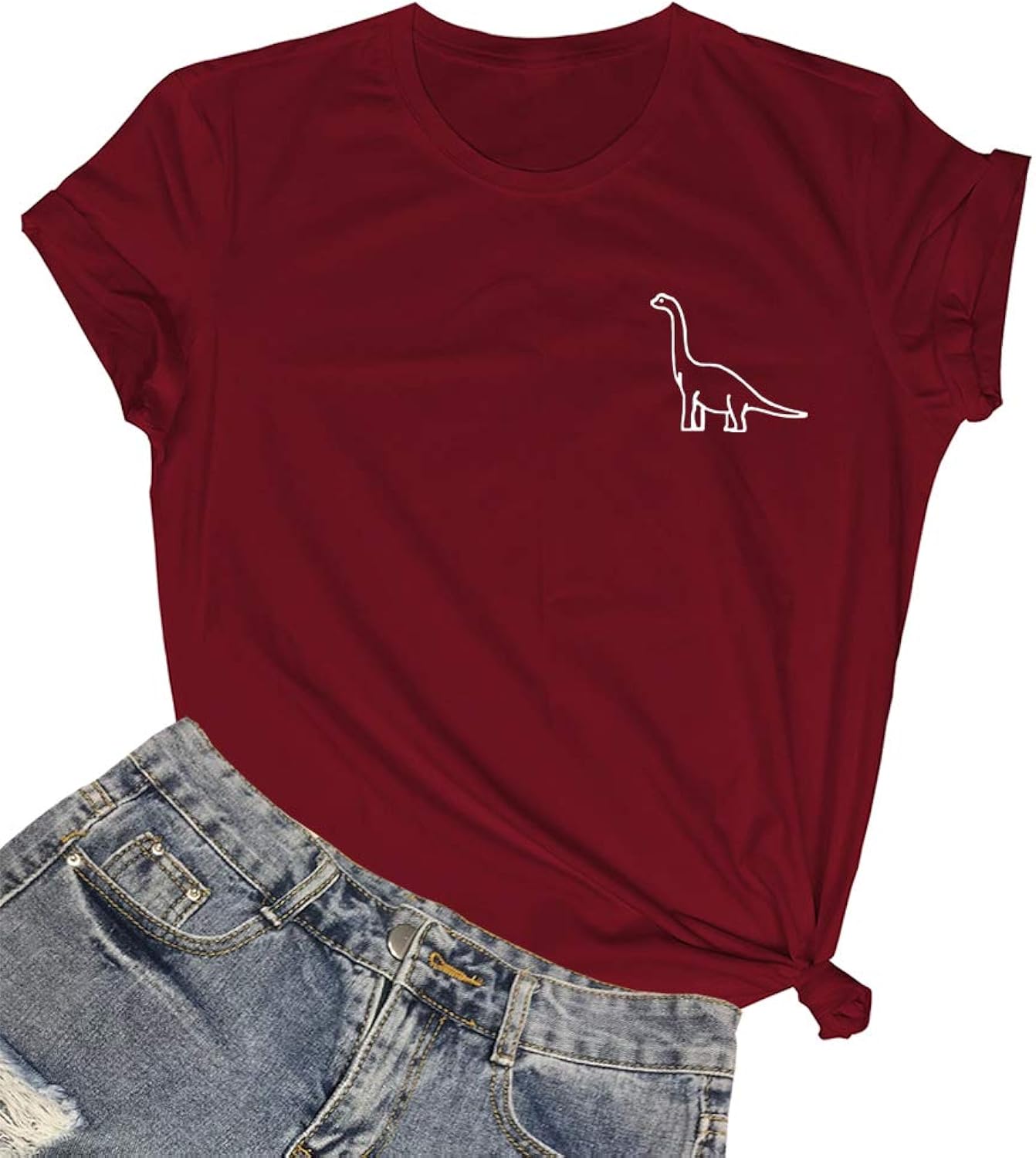 Women Cute Dinosaur Graphic T-Shirts Teen Girls Funny Tees