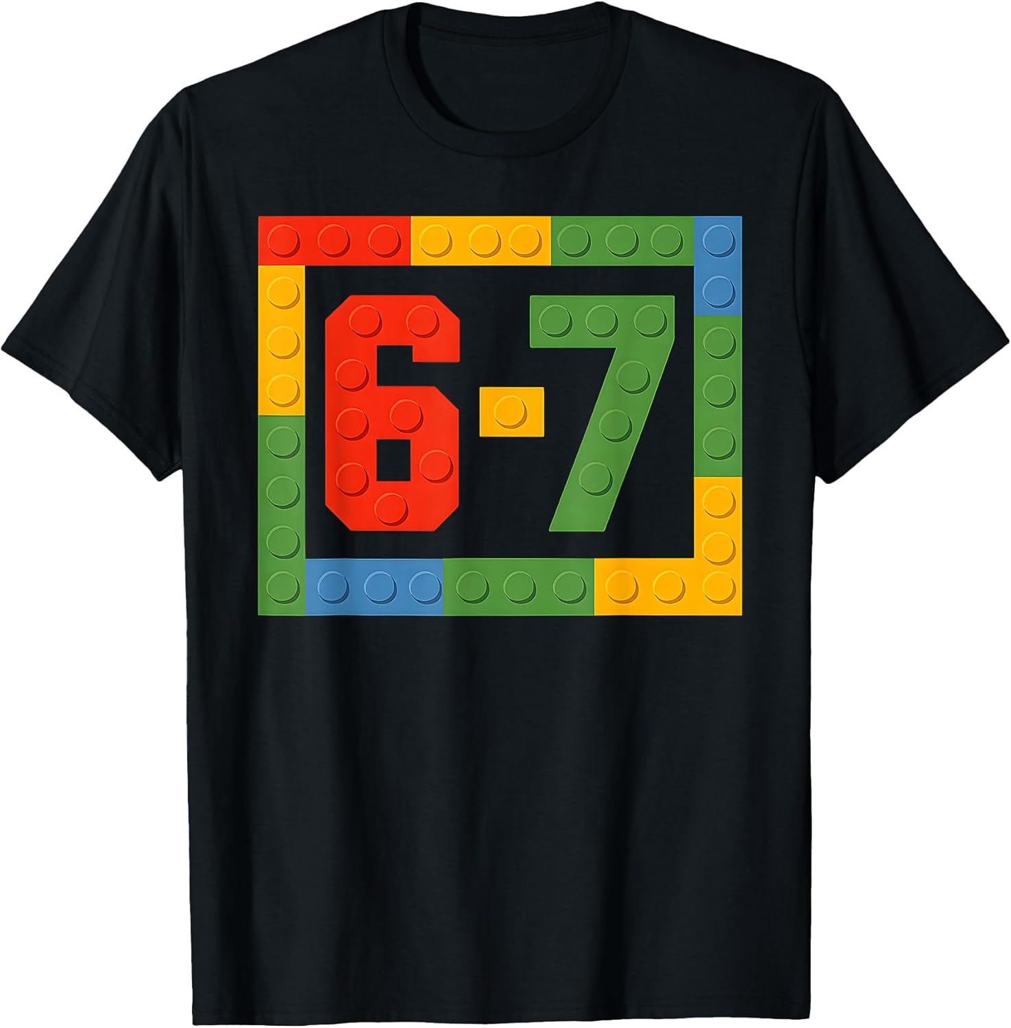 67 Building Blocks for Kids Boys Six Seven Funny 6-7 Meme T-Shirt