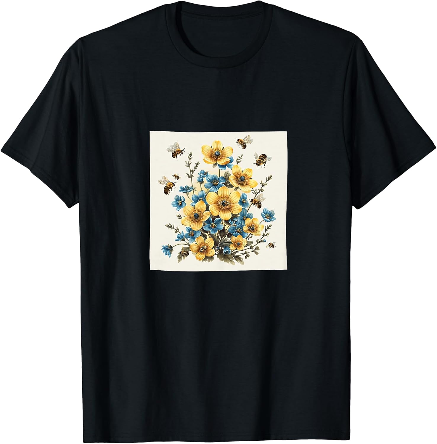 Forget Me Not Flower Blooming With Bees Merch