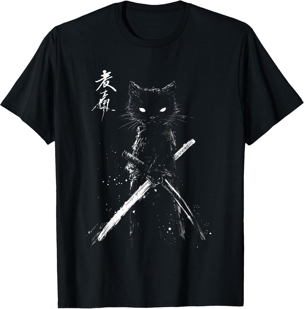 Samurai Cat Ukiyo-e Art Vintage Japanese Warrior Aesthetic T-Shirt