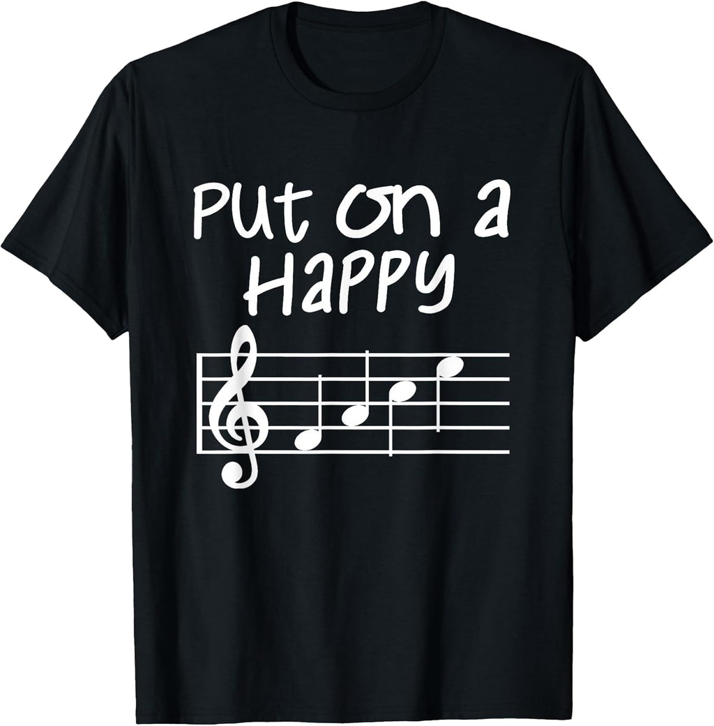 Musical Notes Put On A Happy Face Cute Music Loving Kids T-Shirt
