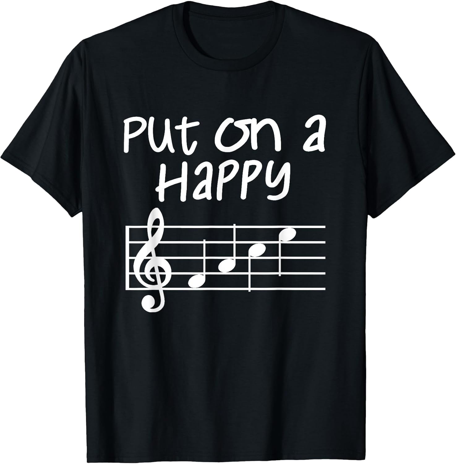 Musical Notes Put On A Happy Face Cute Music Loving Kids T-Shirt