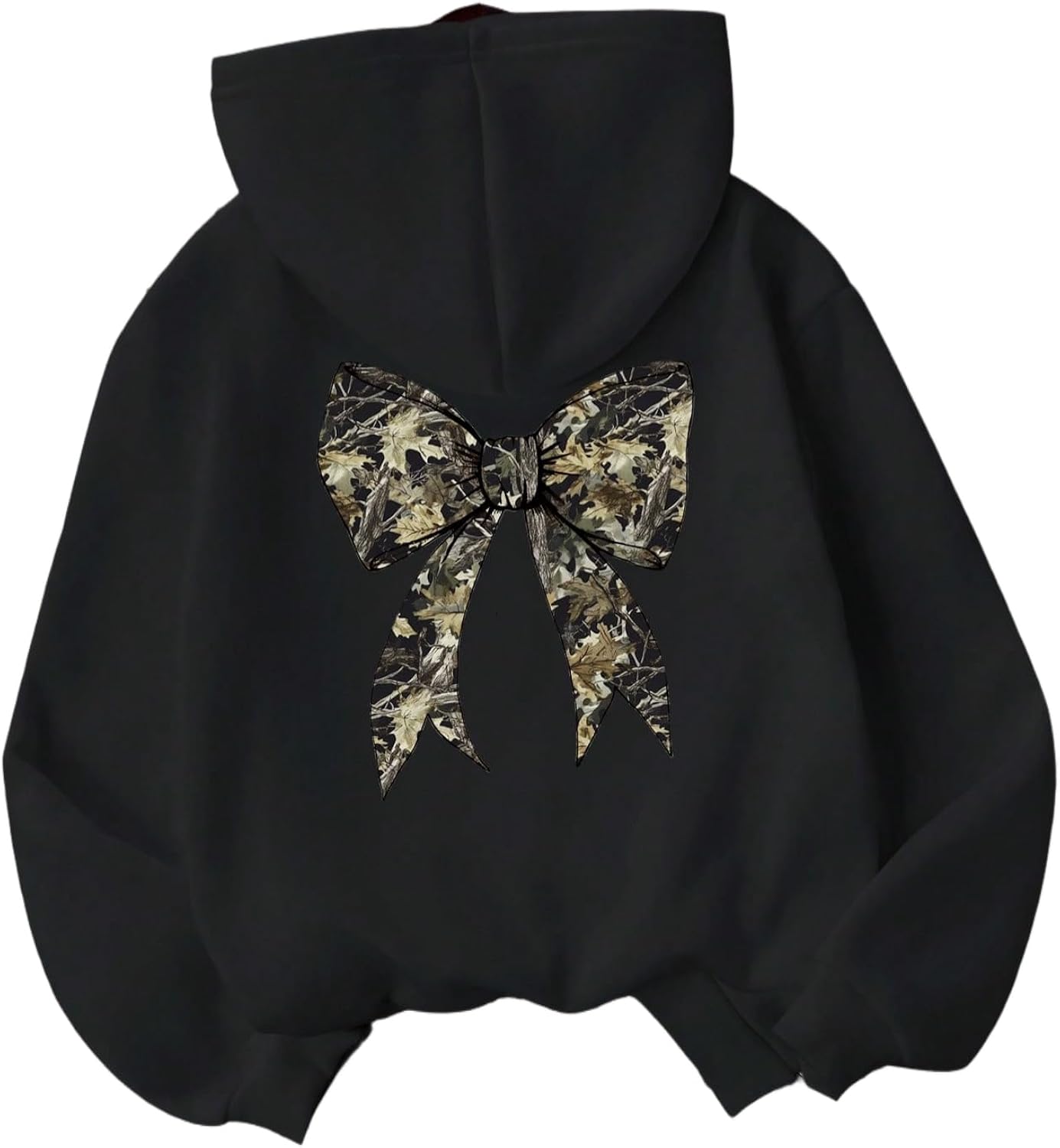 Girls Bow Letter Graphic Hoodie Lightweight Long Sleeve Hooded Sweatshirt Drop Shoulder Pullover Top Ages 8-12