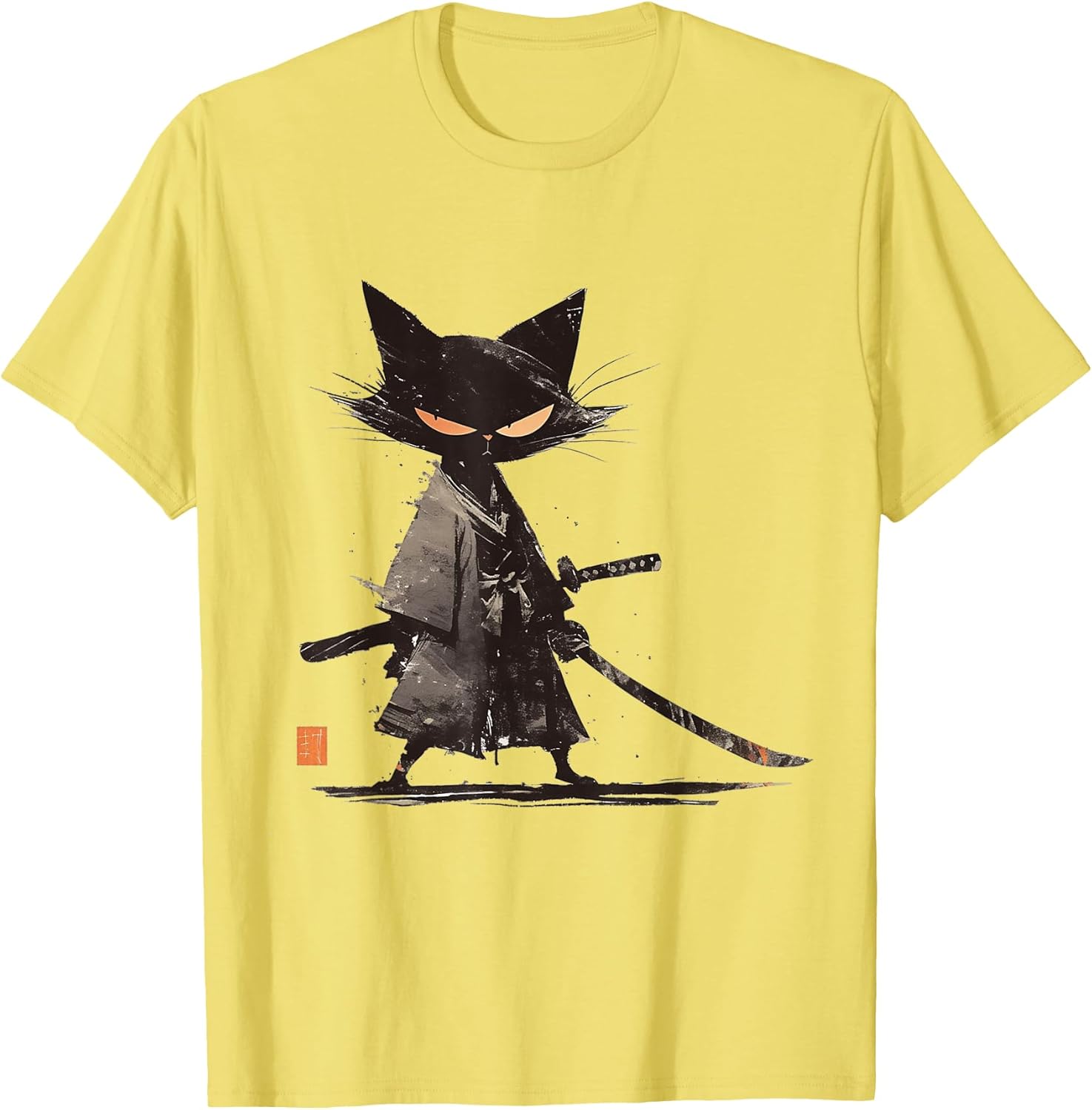 Japanese Art Cat Ninja Ukiyo-e Anime Style Samurai Cat T-Shirt