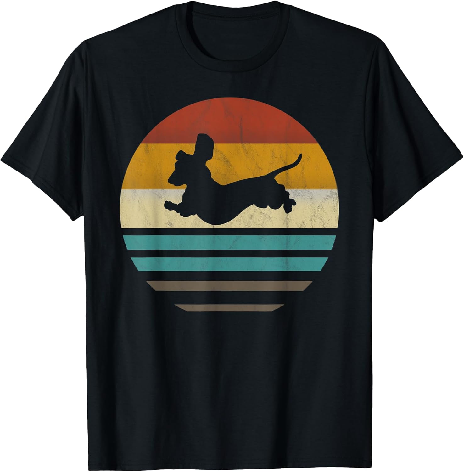 Dachshund Vintage Silhouette 60s 70s Retro Grunge Dog Lover T-Shirt for Men Women Girls Kids