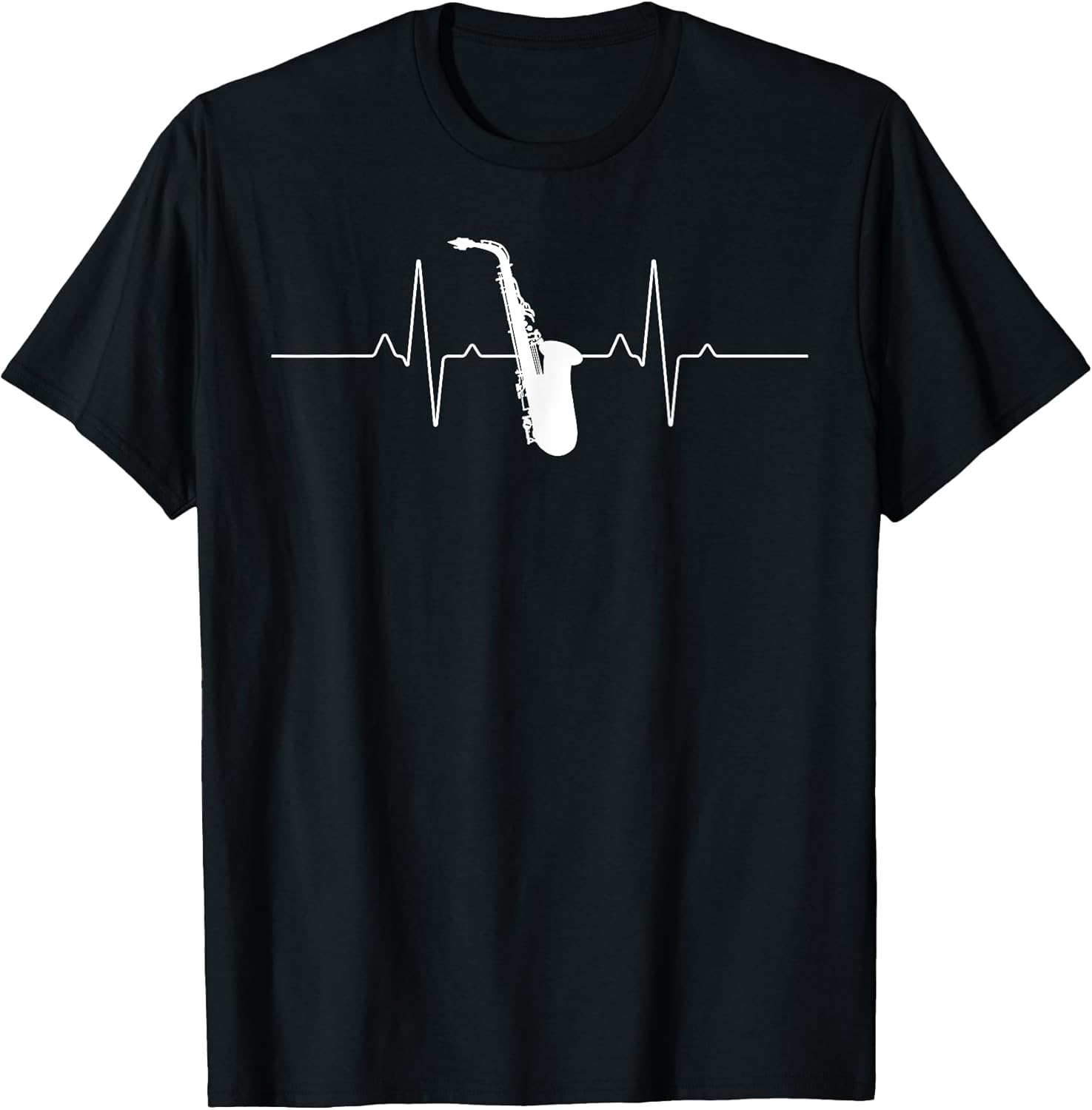 Cool Saxophone For Men Women Jazz Blues Music Band Heartbeat T-Shirt