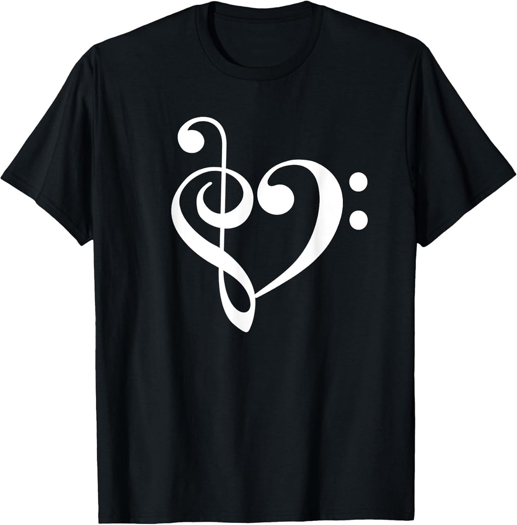 Treble Bass Clef Heart TShirt Music Love Orch Dork Band Nerd T-Shirt