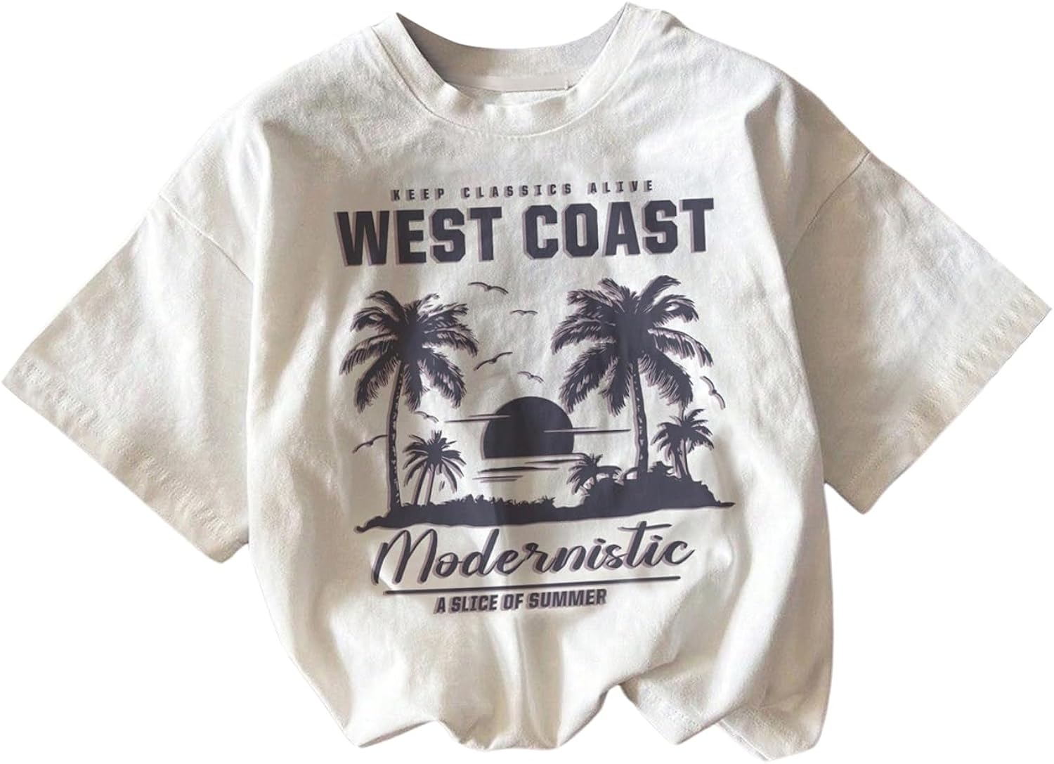 Girl's Graphic Print Tee Shirt Round Neck Short Sleeve T Shirts Summer Cute Trendy Tops