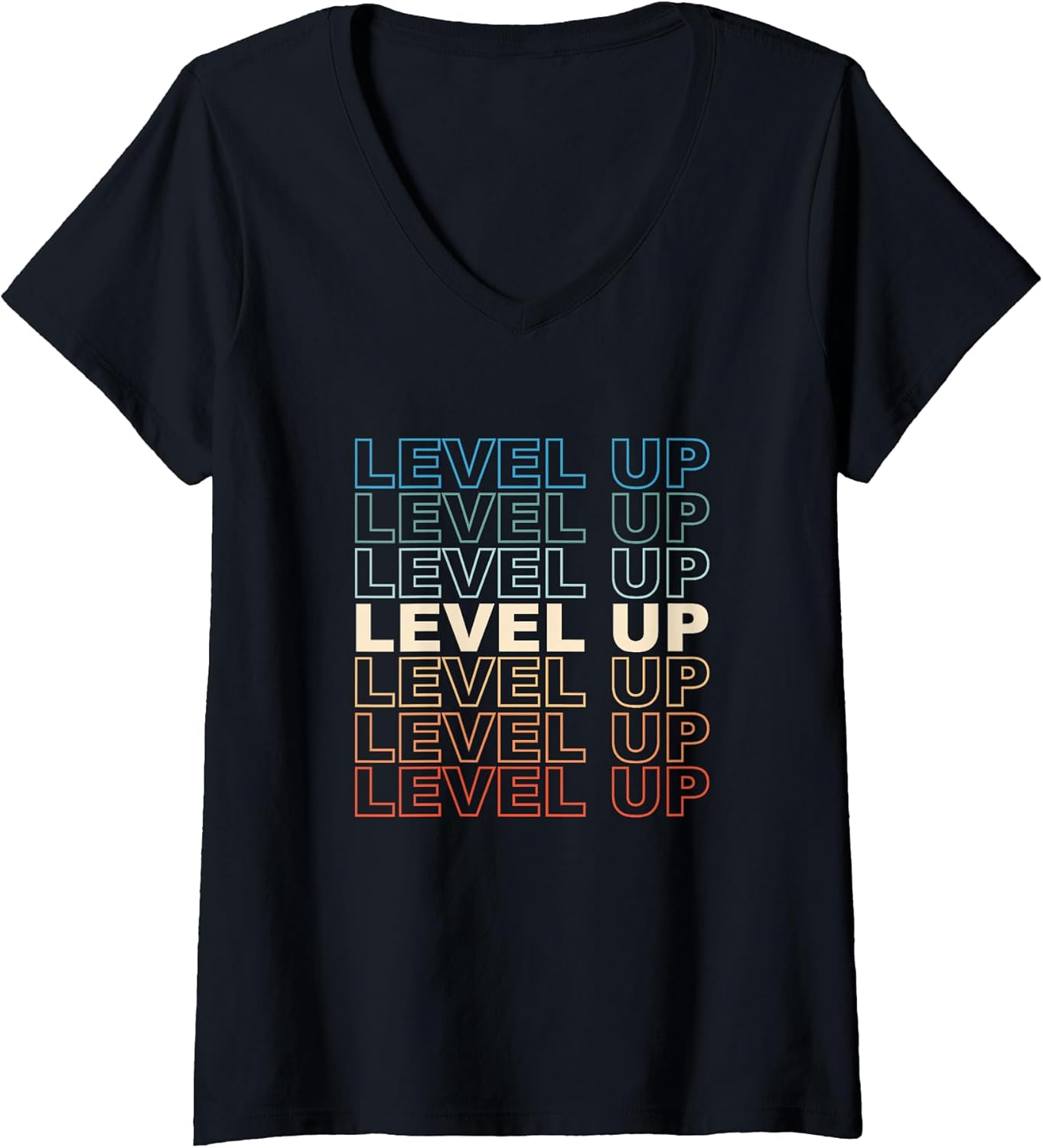 Womens Vintage Gamer LEVEL UP Video Game Lover Retro Gaming Gift V-Neck T-Shirt
