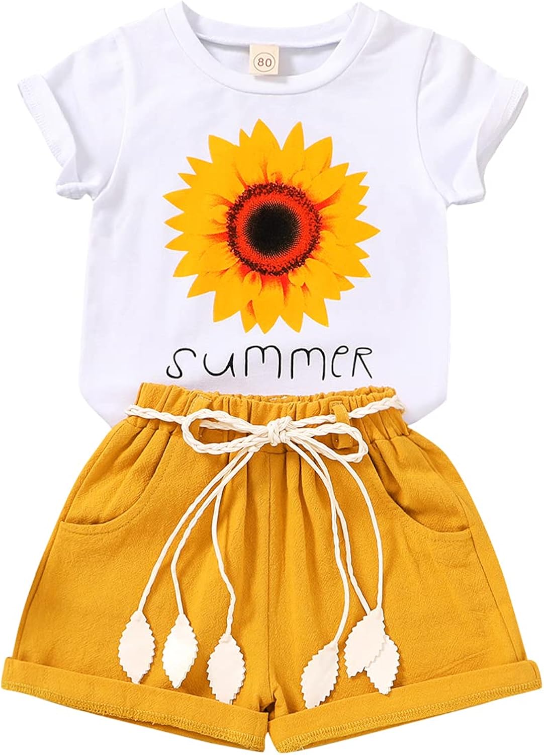 Toddler Baby Girls Clothes Watermelon T-shirt + Linen Shorts with Belt Cute Summer Short Set