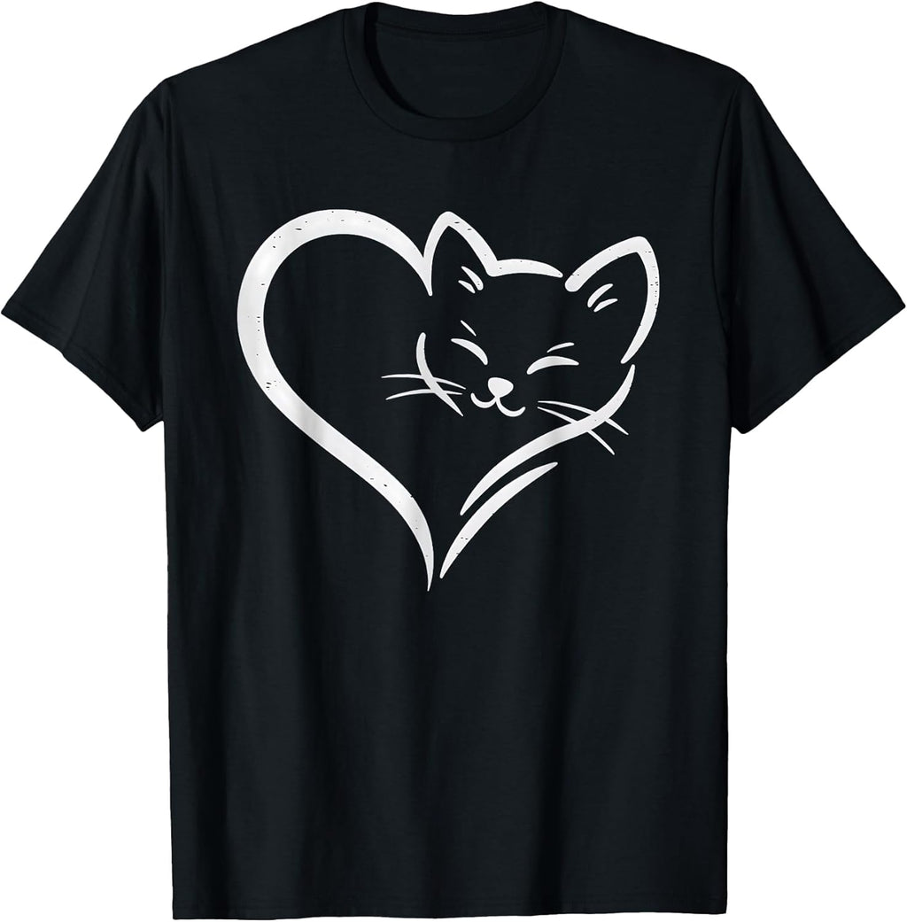 Cute Cat Heart - Cute Heart Cat Mom Women Girls Kids T-Shirt
