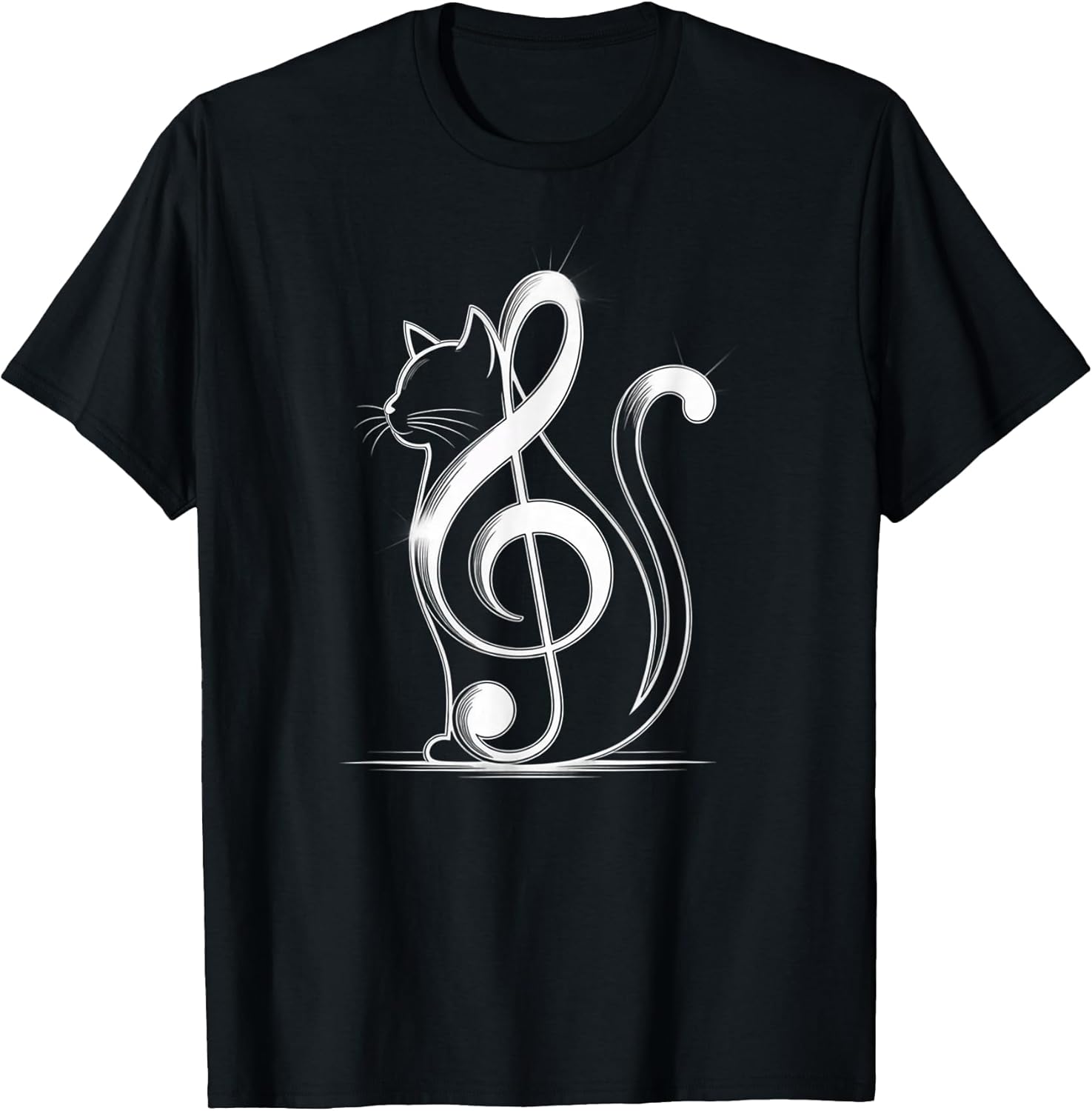 Music Note Inspired Cat Minimalist Music Lover T-Shirt