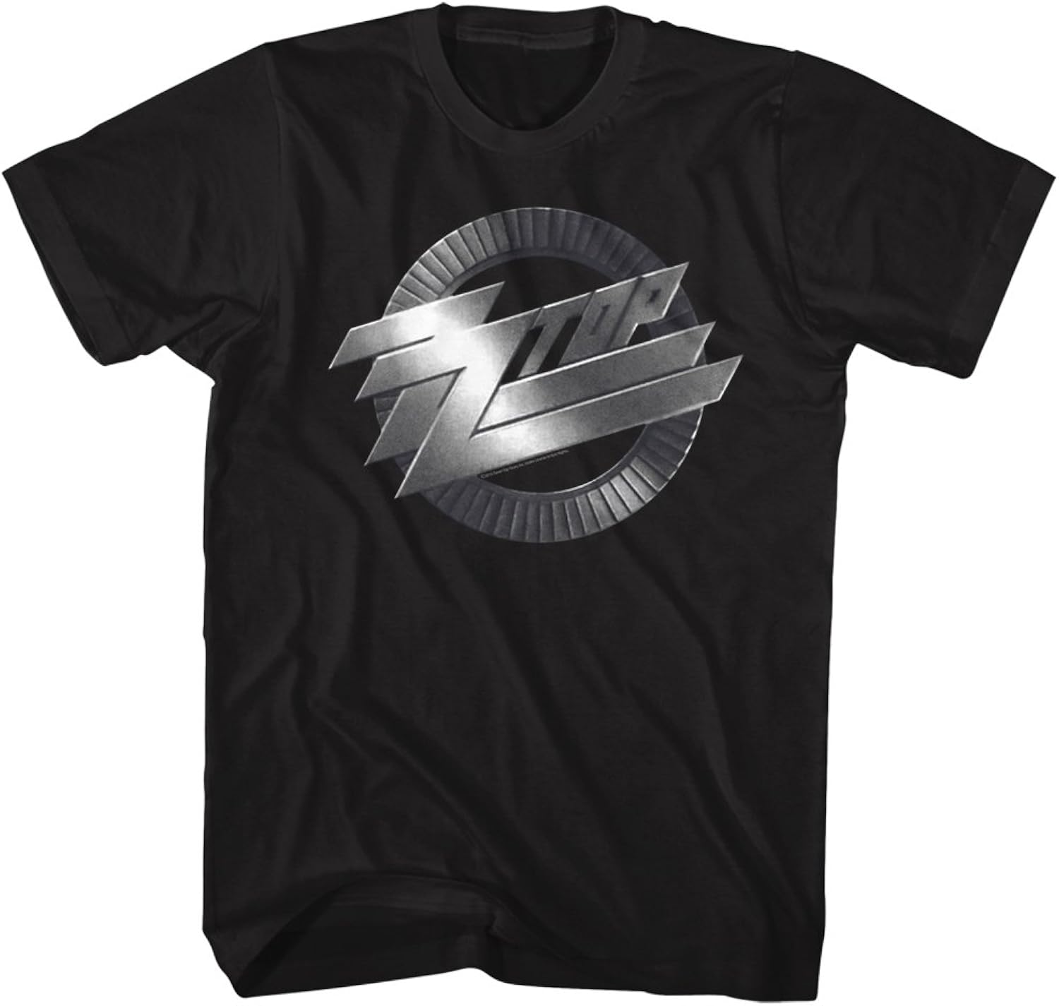 ZZ Top Rock Band Music Group Silver Metal Logo Adult T-Shirt Tee