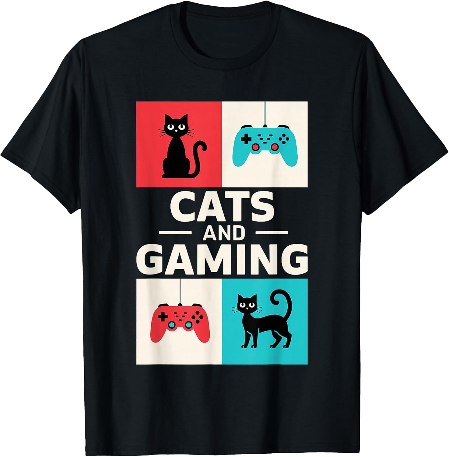 Cats And Gaming Shirt Men Women Kids Video Gamer Cat Lover T-Shirt