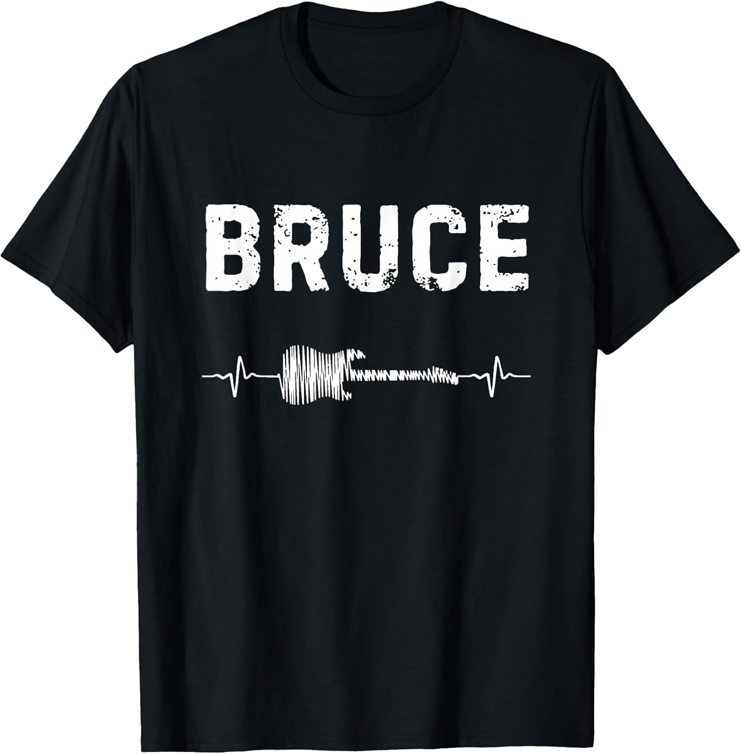 Bruce Guitar Heartbeat Music Guitarist Retro Vintage T-Shirt
