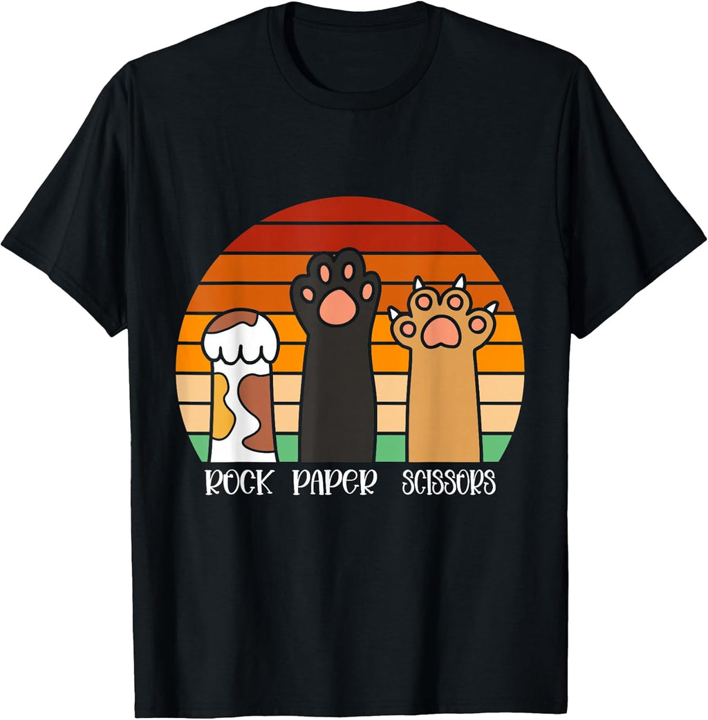 Rock Paper Scissors Game Kitten Lover Animal Paws Cat T-Shirt