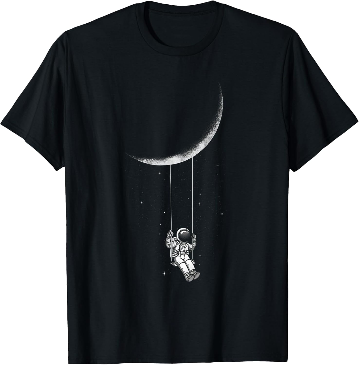 Moon swing astronaut stars space man t-shirts