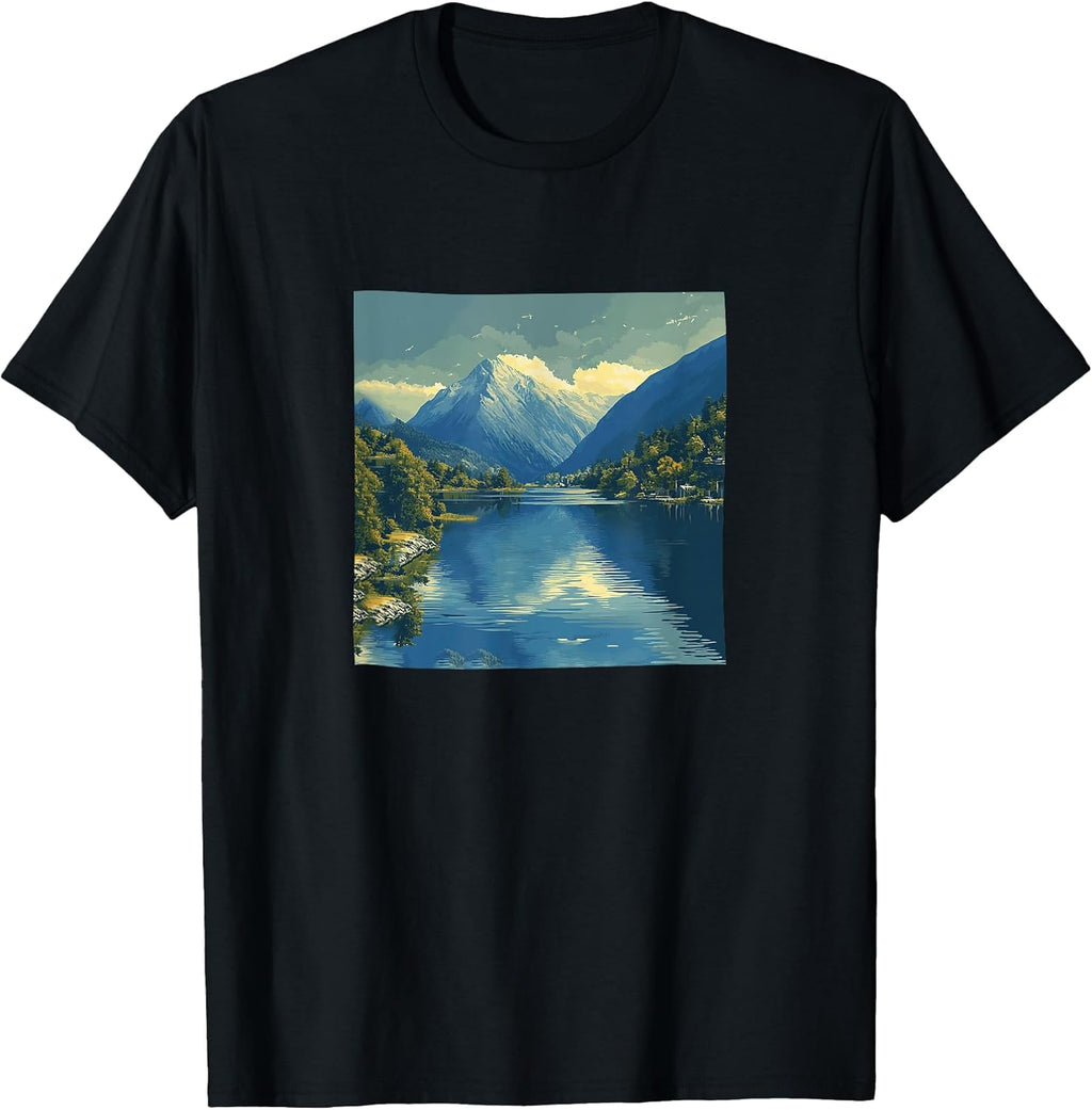 Fjord With Reflections Vintage Landscape Merch
