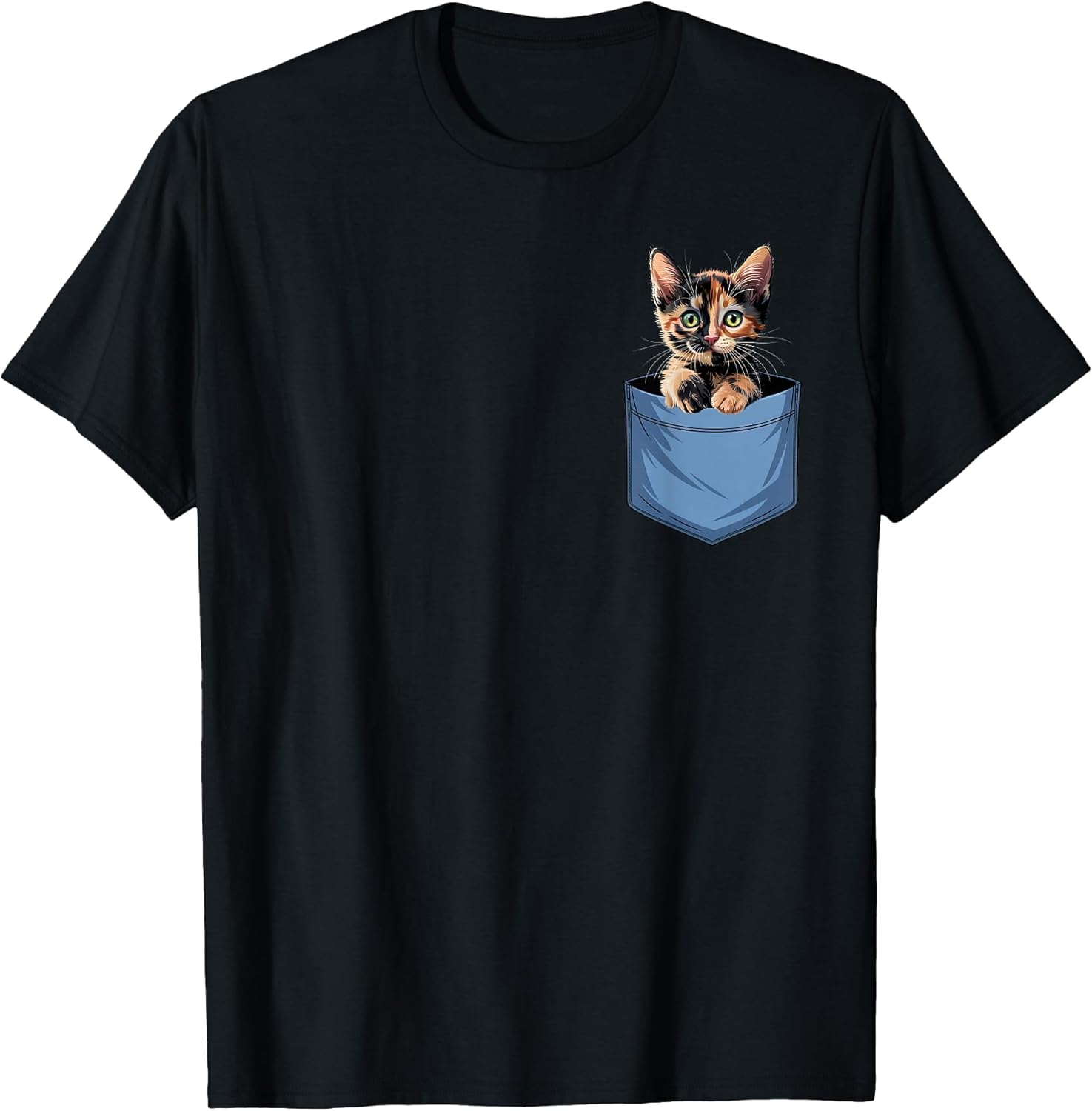Cute Pocket Tortoiseshell Cat Lover Cat Mom T-Shirt