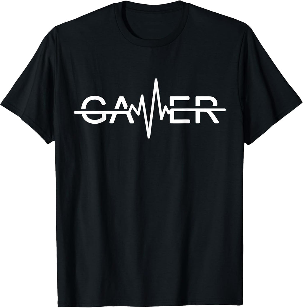 Gamer Heartbeat Video Games Graphic T-Shirt Small