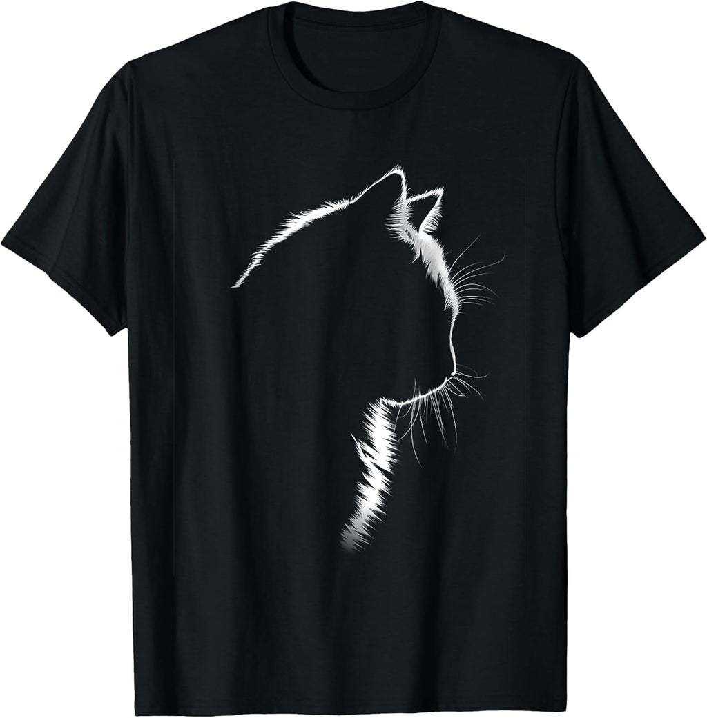 Cat Silhouette Funny Cat Lover Fans Women Men Kids T-Shirt