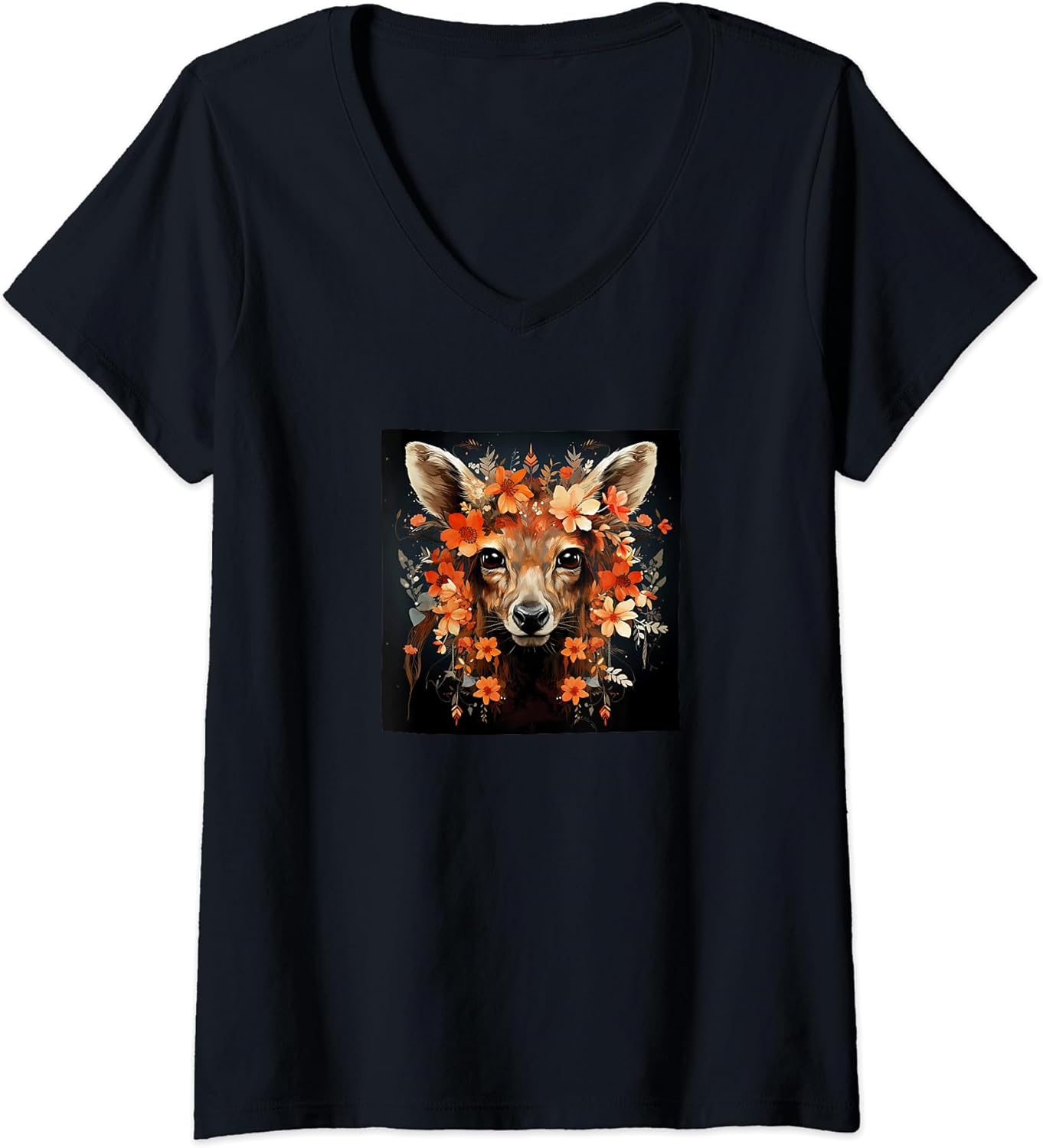 Kangaroo With Flowers Around Boho Style Merch