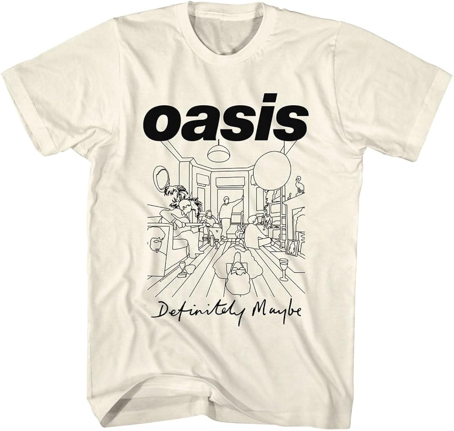 Oasis Band T Shirt Definitely Maybe Adult Natural Short Sleeve 90s Rock Music Vintage Style Graphic Tees