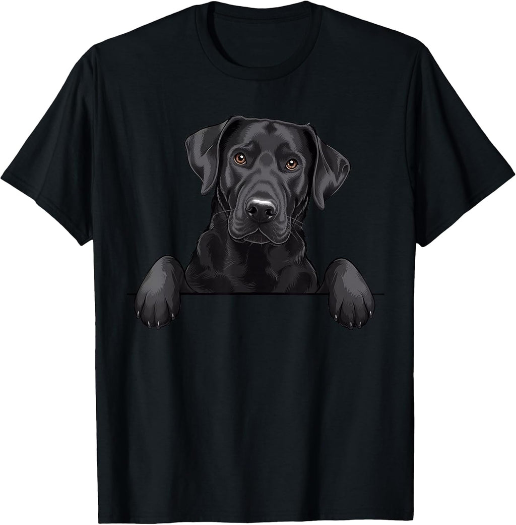 Cute Black Labrador Peeking Pocket Puppy Funny Lab Dog Lover T-Shirt