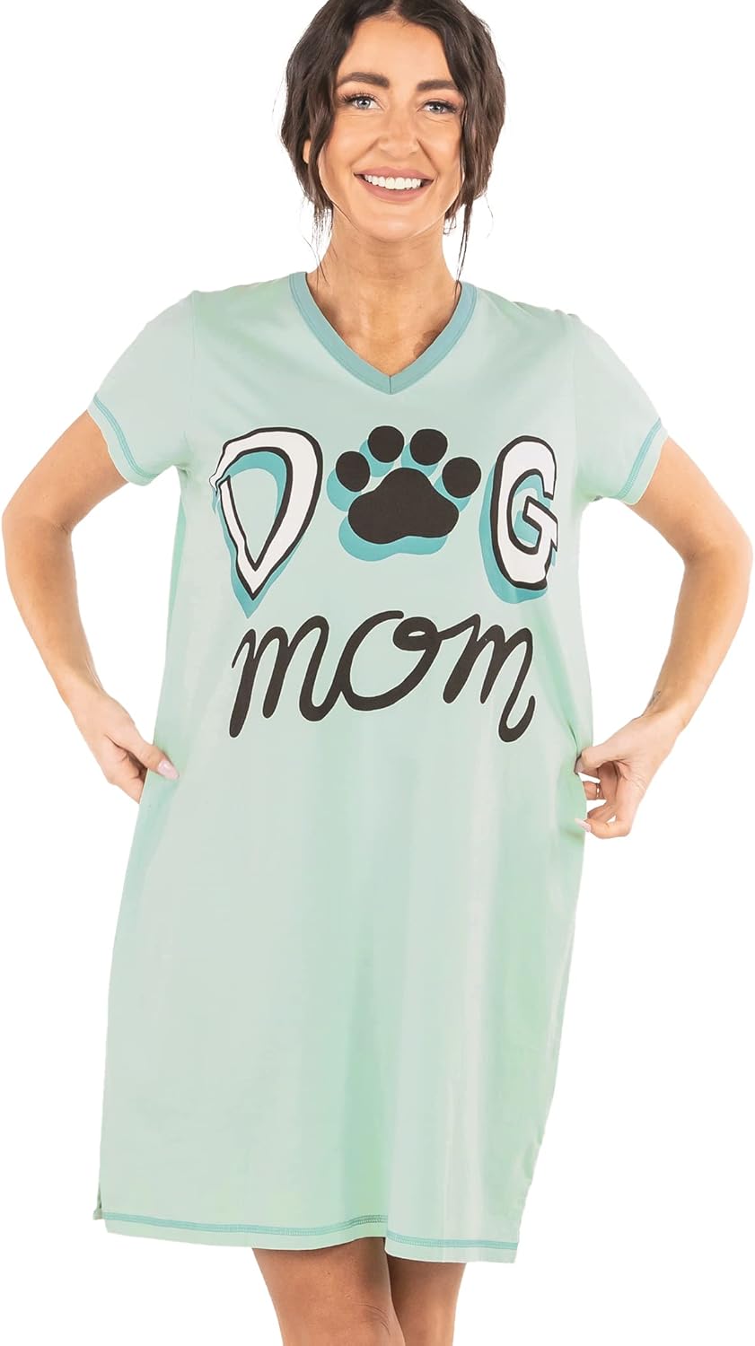 Women's Novelty Nightshirt – Funny Cotton Nightgown, Cute V-neck Sleep Shirts, Women’s Sleepwear
