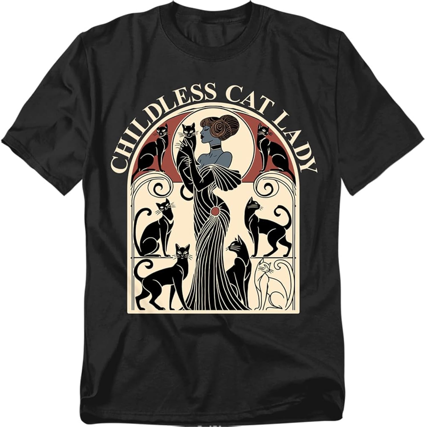 Childless Cat Lady T Shirt – Funny Cat Lover Humor Tee for Women or Men, Unisex Adult