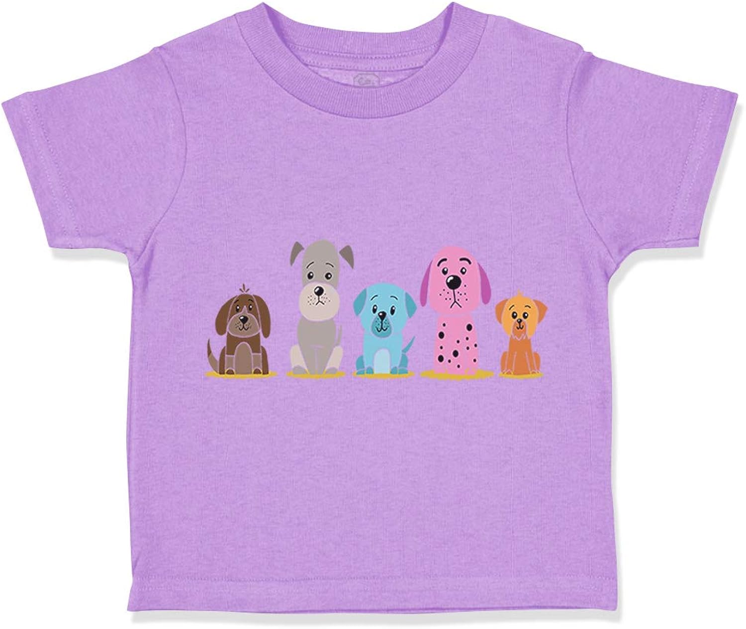 Toddler T-Shirt Dogs Dogs Puppy Family Dog Lover Pet Cotton Cute Boy & Girl Clothes Design Baby Funny Tee Lavender Design Only 3T