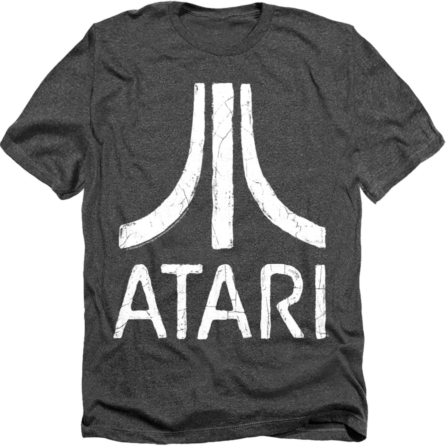 Atari Video Game Retro Logo Vintage Gaming Console T Shirt Black Heather