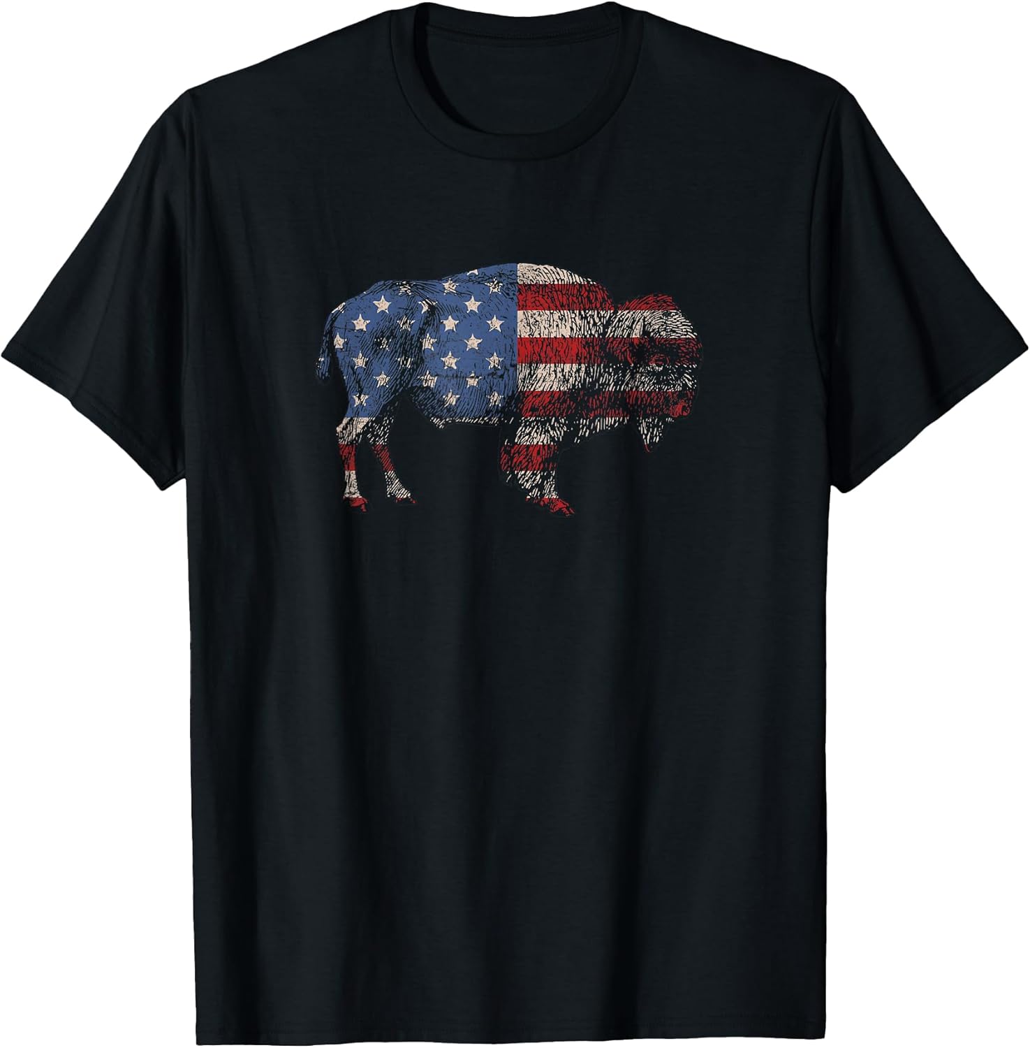 Vintage Retro Bison American Flag Buffalo Simple T-Shirt T-Shirt