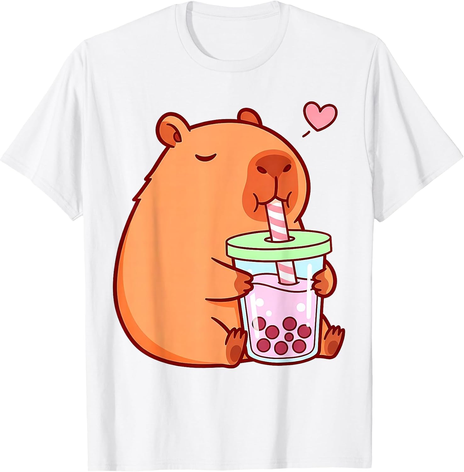 Cute Capybara Kawaii Anime Girls Drinking Boba Tea Lover T-Shirt